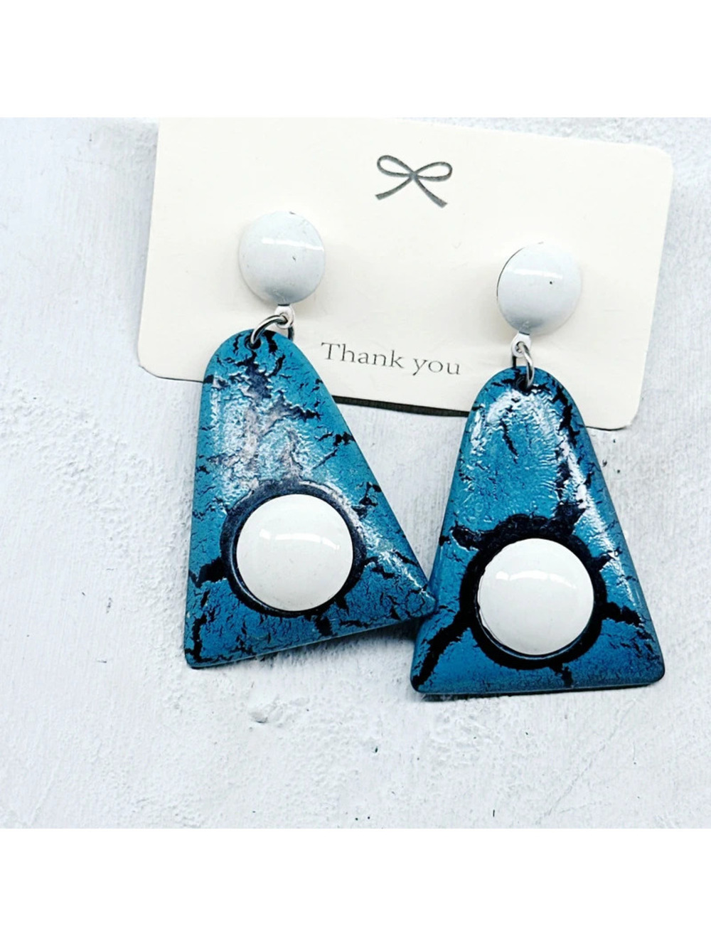 3045u. Crackled Blue Vintage Earrings
